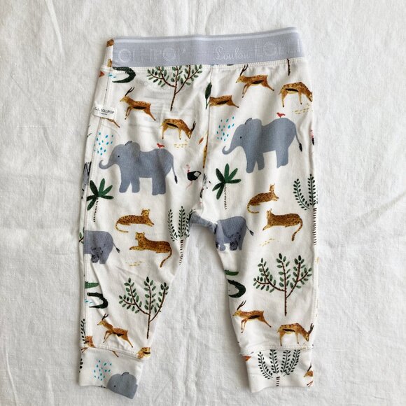💙2/$25 Loulou Lollipop 12-18 Months Baby Toddler Safari Animals White Pants - Picture 2 of 4